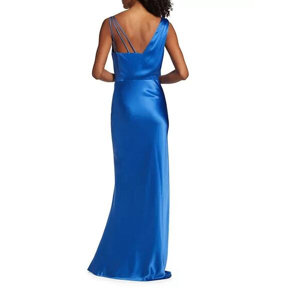 NWD Veronica Beard Sanderson Silk Satin Cowlneck Maxi Dress Gown SZ 6 Blue 2M456 - Picture 4 of 16